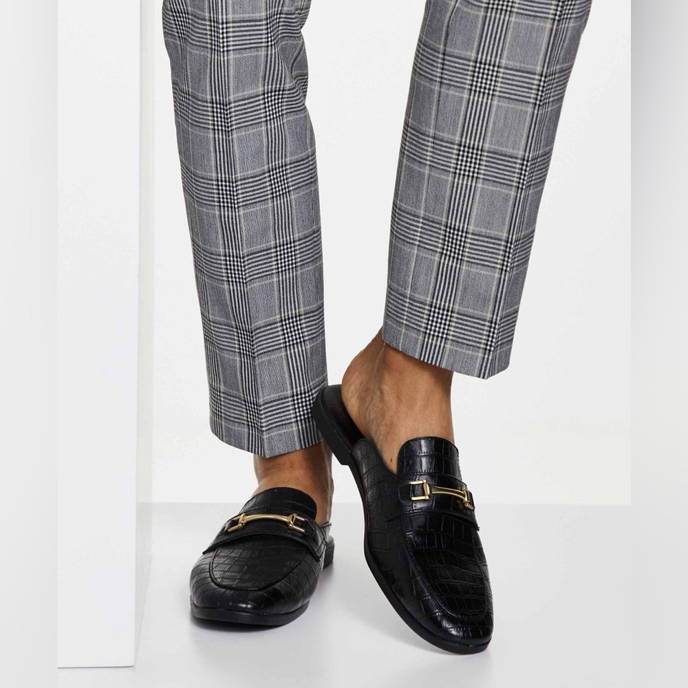 ASOS Design Black Croc Embossed Loafers- US 12